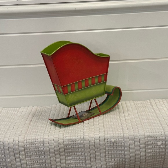 Red, Gold & Green Metal Santa Sleigh Tabletop Holiday Decor - Picture 11 of 15